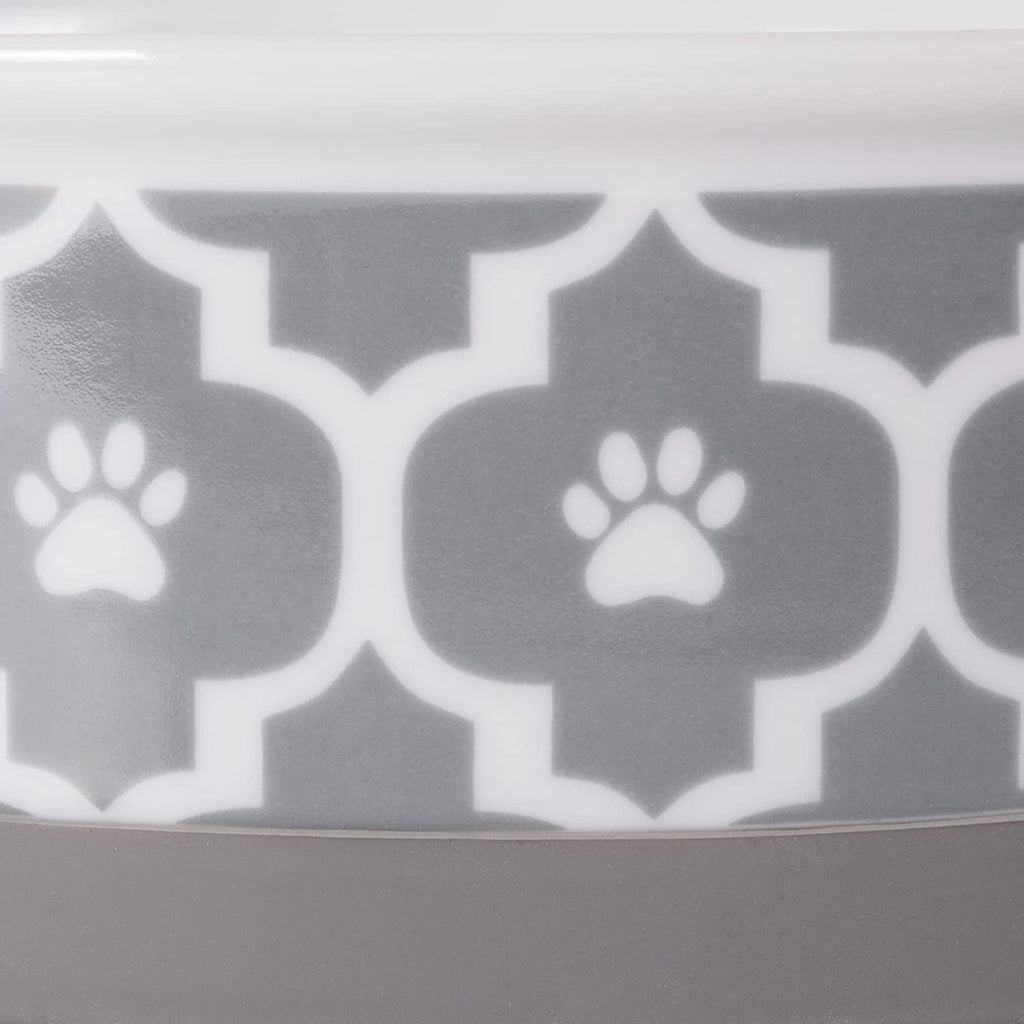 Lattice Collection Small Pet Bowl and Canister Set, 4.25 x 2 inches, Gray, Pack of 2
