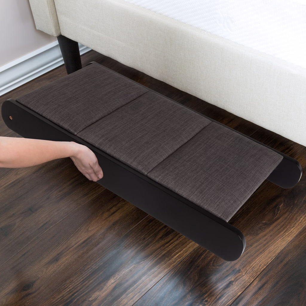 Foldable Wooden Pet Ramp for Easy Access to Beds, Couches, and Vehicles (Brown/Gray)