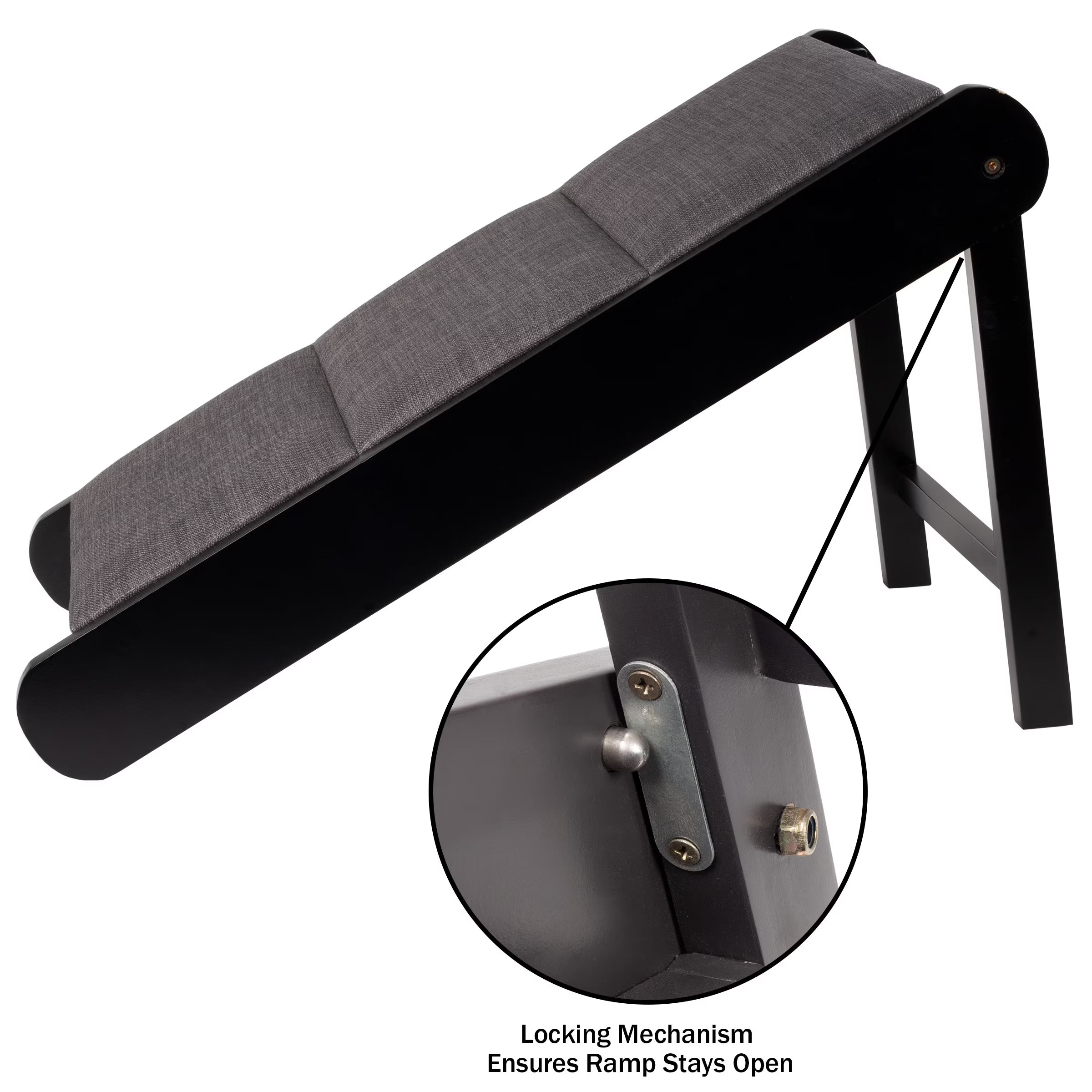 Foldable Wooden Pet Ramp for Easy Access to Beds, Couches, and Vehicles (Brown/Gray)
