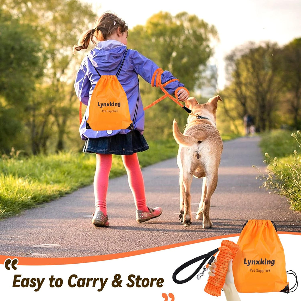 Check Cord Dog Leash Long Lead Obedience Recall Training Tracking Line 30Ft | 15Ft 50Ft Agility Lead Comfortable Handle Heavy Duty Puppy Rope for Play, Camping, Backyard for Small Medium Large Dog Puppy
