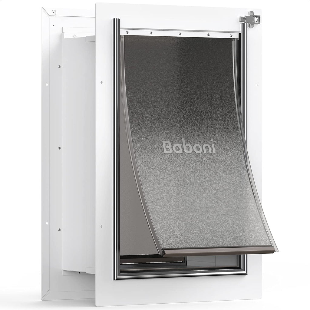 Pet Door for Wall, Steel Frame and Telescoping Tunnel, Aluminum Lock, Double Flap Dog Door and Cat Door, Strong and Durable (Pets up to 100 Lb) -Large