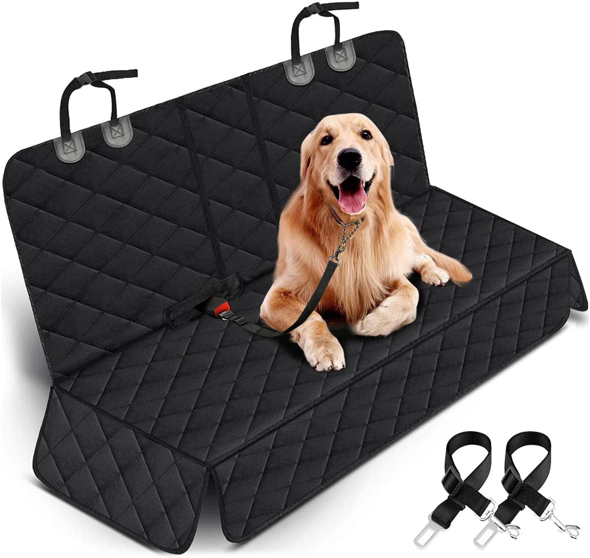 Premium Waterproof Dog Car Seat Cover - Durable Back Seat Protector for Vehicles (53” Width, Fits Middle Armrest) - Black