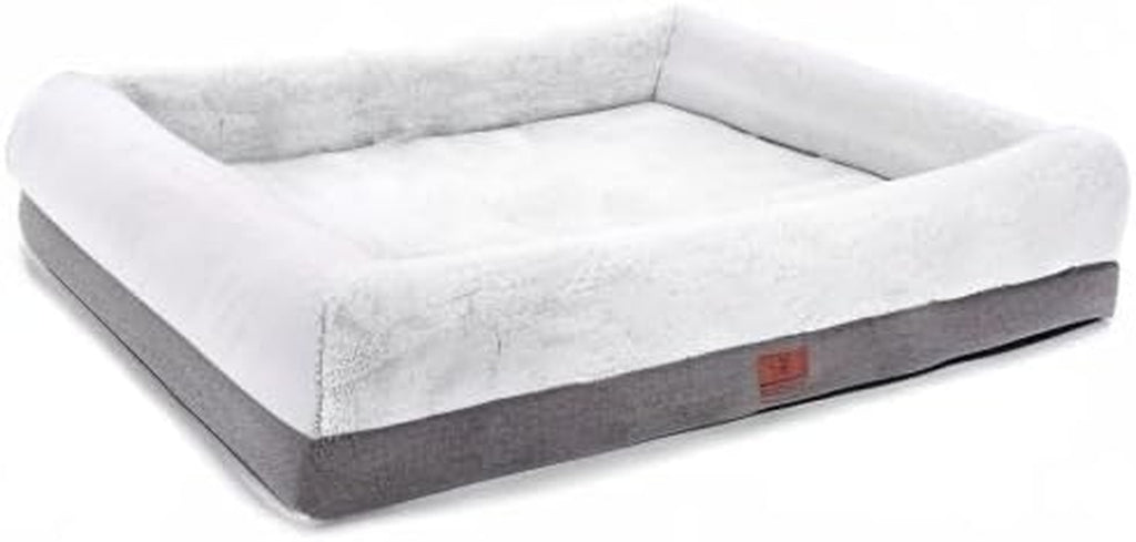 Extra Large Orthopedic Dog Bed with Bolster Sides, Removable Washable Cover, Non-Skid Bottom, and Egg Foam Cushion for Comfortable Sleeping - 46 x 30 Inch, Gray