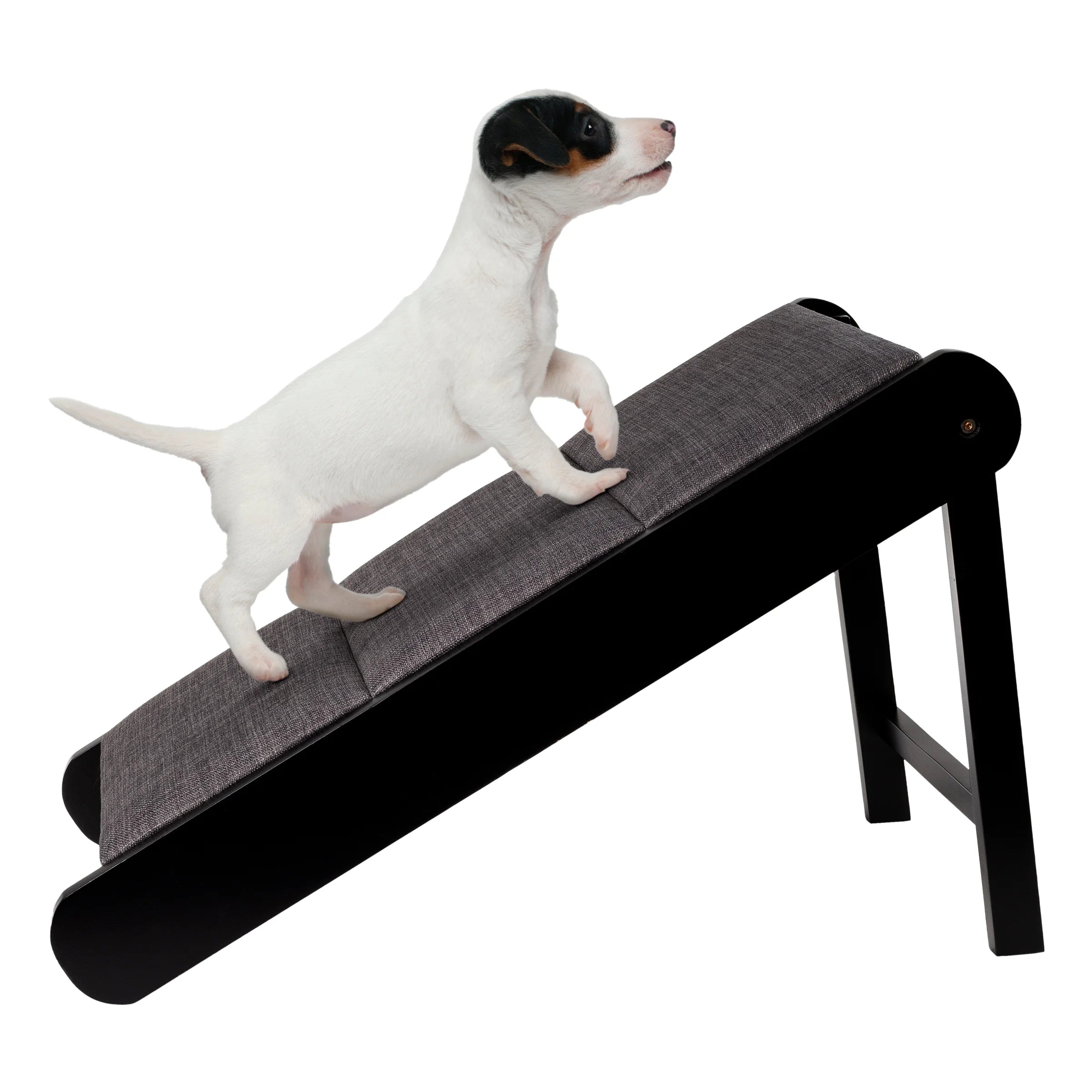 Foldable Wooden Pet Ramp for Easy Access to Beds, Couches, and Vehicles (Brown/Gray)