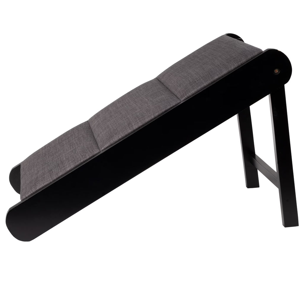 Foldable Wooden Pet Ramp for Easy Access to Beds, Couches, and Vehicles (Brown/Gray)