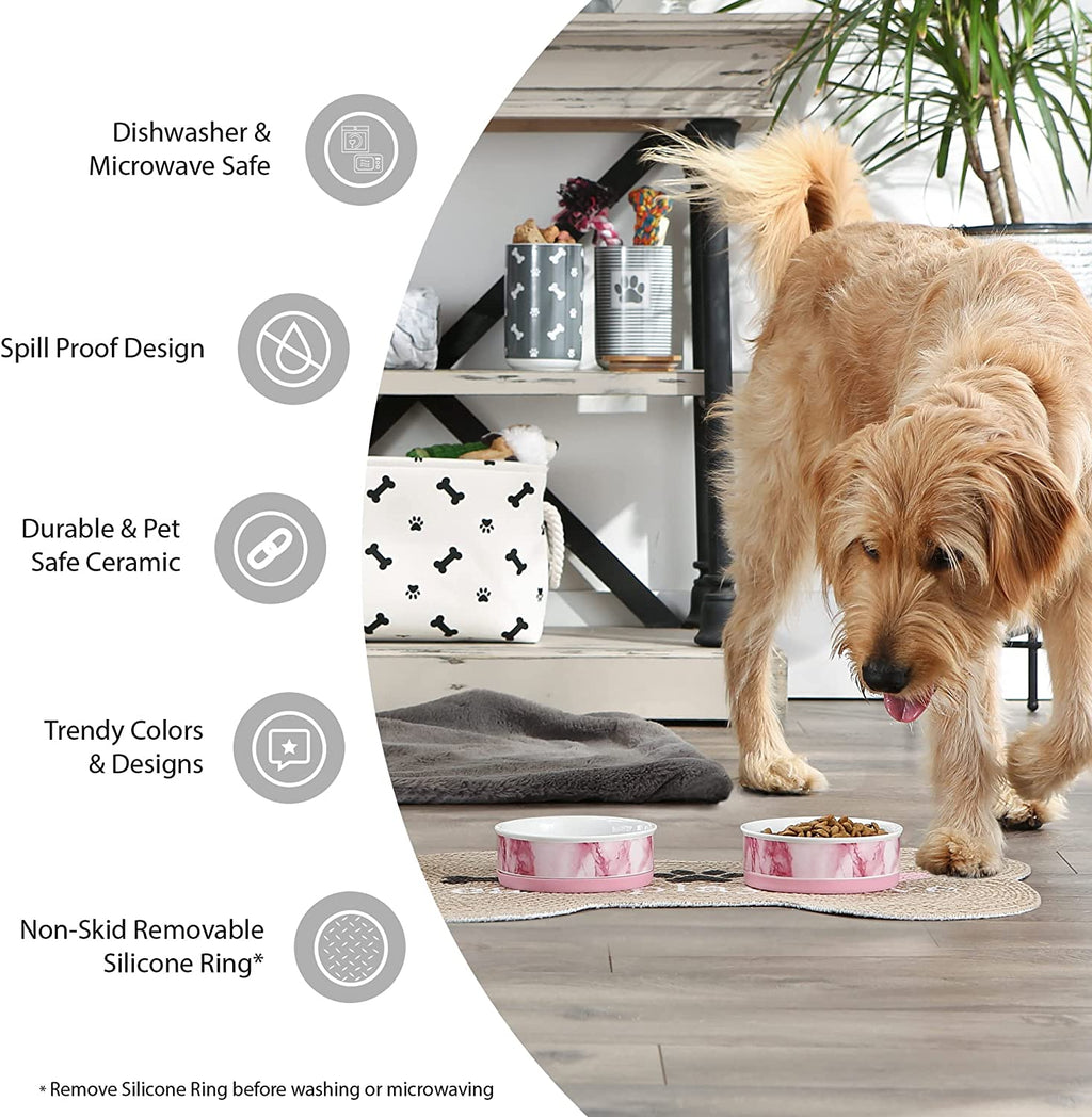 Lattice Collection Small Pet Bowl and Canister Set, 4.25 x 2 inches, Gray, Pack of 2