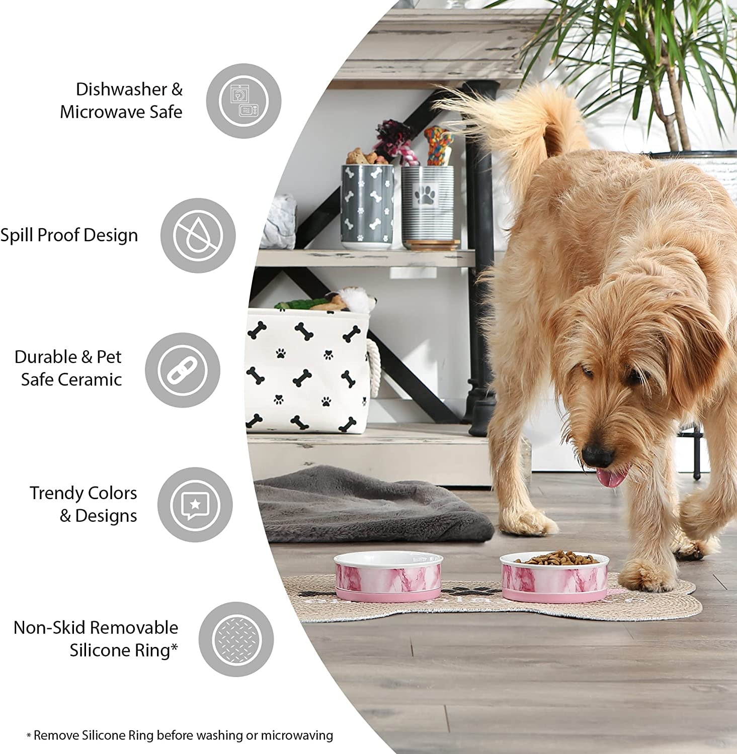 Lattice Collection Small Pet Bowl and Canister Set, 4.25 x 2 inches, Gray, Pack of 2