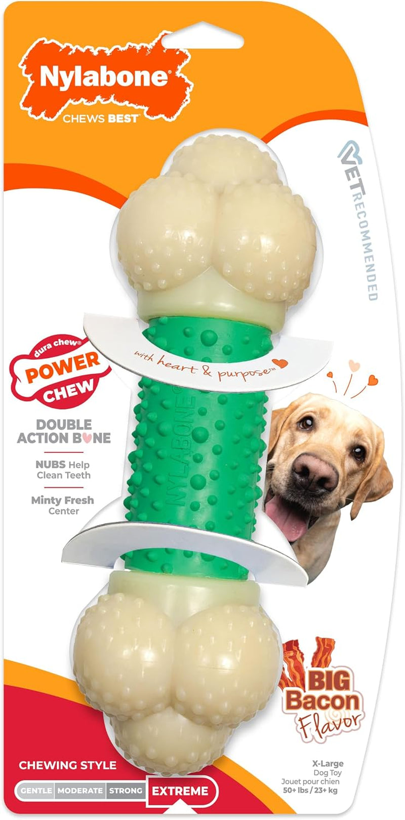 Power Chew Double Action Barbell Bone Dog Chew Toy, X-Large | Durable Dog Toy for Large Dog Breeds 50+ Lbs, Teeth-Cleaning Textures, Long Lasting, Discourages Destructive Chewing