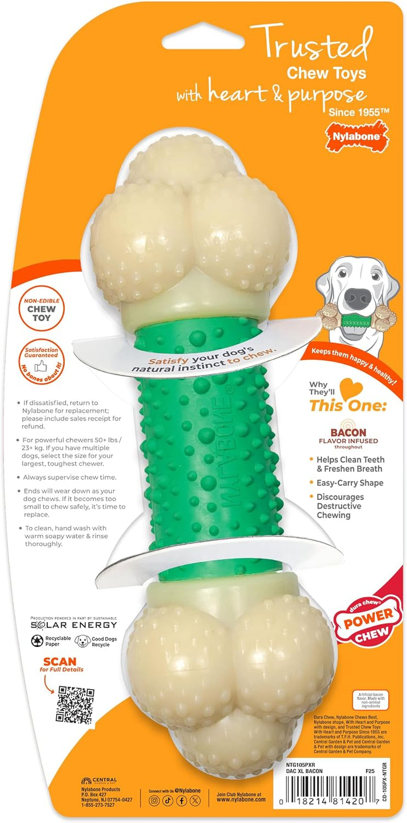 Power Chew Double Action Barbell Bone Dog Chew Toy, X-Large | Durable Dog Toy for Large Dog Breeds 50+ Lbs, Teeth-Cleaning Textures, Long Lasting, Discourages Destructive Chewing