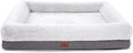 Extra Large Orthopedic Dog Bed with Bolster Sides, Removable Washable Cover, Non-Skid Bottom, and Egg Foam Cushion for Comfortable Sleeping - 46 x 30 Inch, Gray