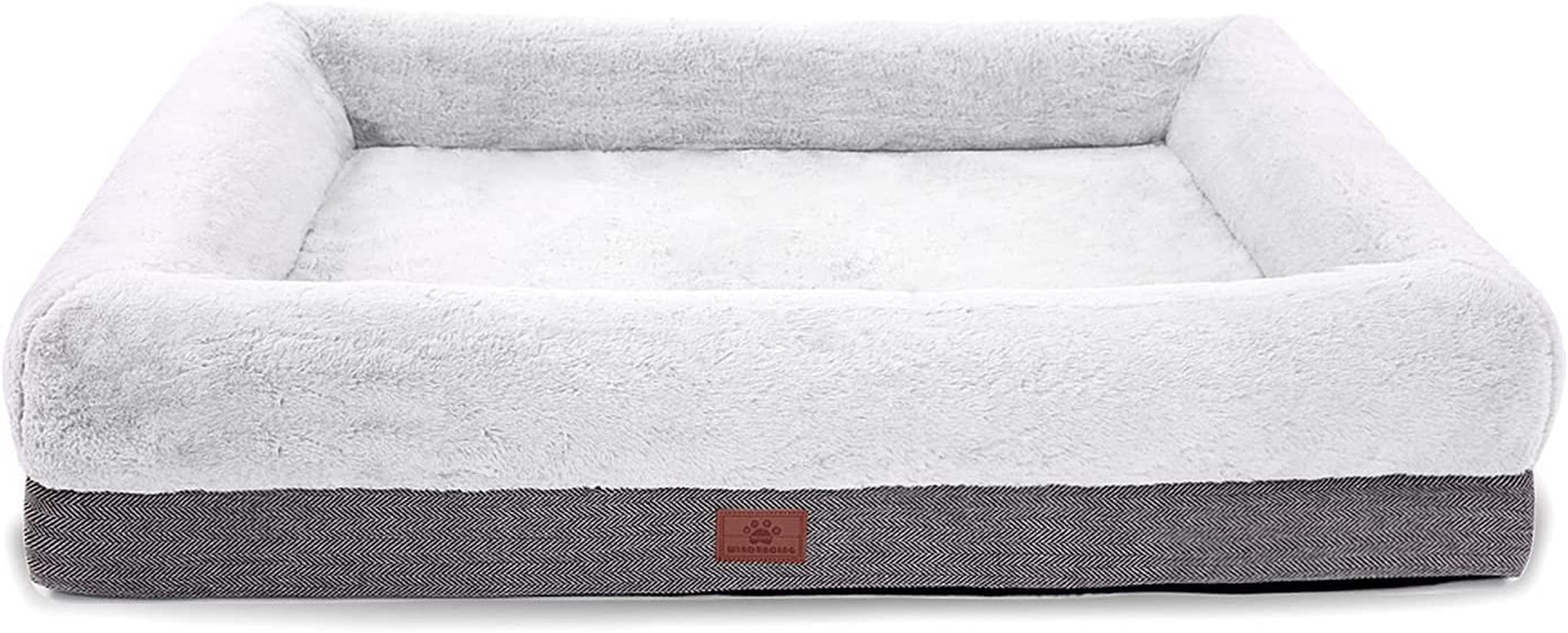 Extra Large Orthopedic Dog Bed with Bolster Sides, Removable Washable Cover, Non-Skid Bottom, and Egg Foam Cushion for Comfortable Sleeping - 46 x 30 Inch, Gray