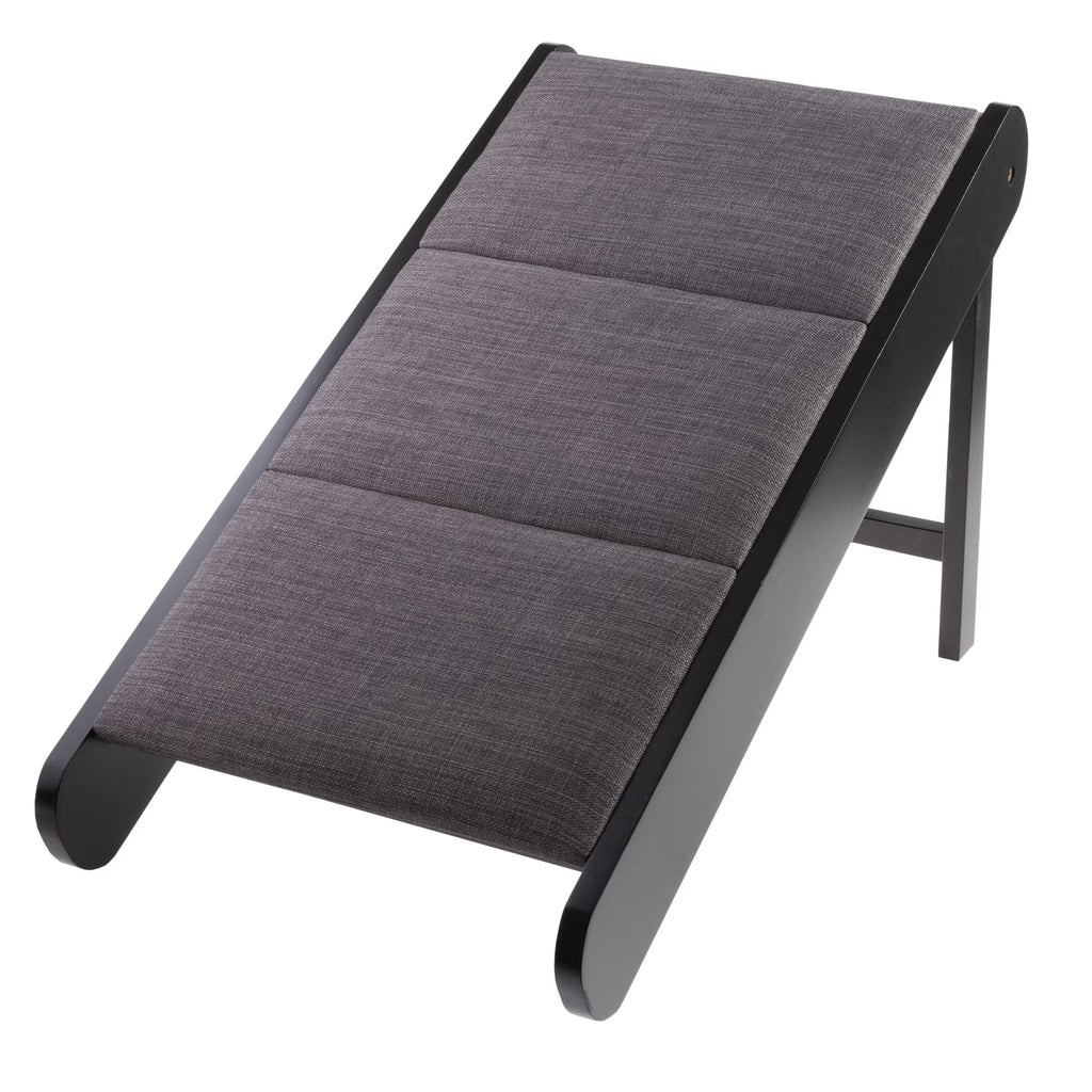 Foldable Wooden Pet Ramp for Easy Access to Beds, Couches, and Vehicles (Brown/Gray)